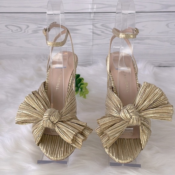 Loeffler Randall “Camellia” Gold Pleated Bow Heel - Picture 6 of 11
